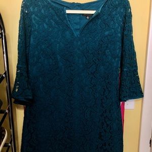 Adrianna Papell Lace Dress Deep Teal 12 Petite